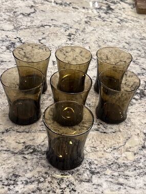 Anchor Hocking Linden Smoky Amber 4” Fluted Glass Rocks Tumbler Set